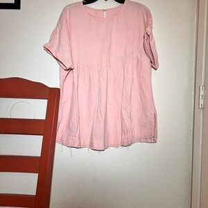 Pink Short Sleeve Blouse